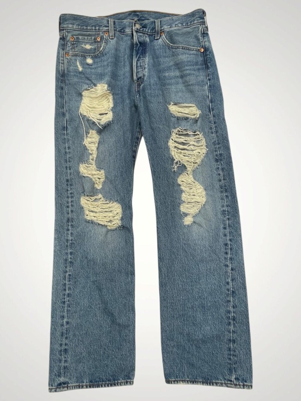 LEVIS 501 Original Fit Jeans Distressed Ripped Denim Button Fly Men’s 34x30